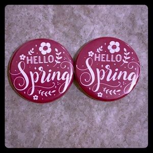 Hello Spring magnetic swappable badge topper.